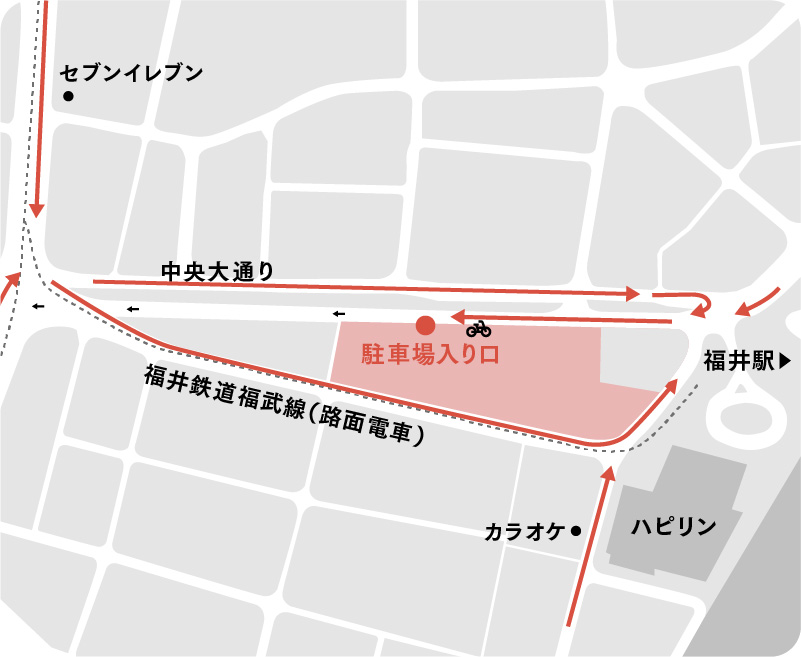 FUKUMACHI　BLOCK駐車場へのアクセス